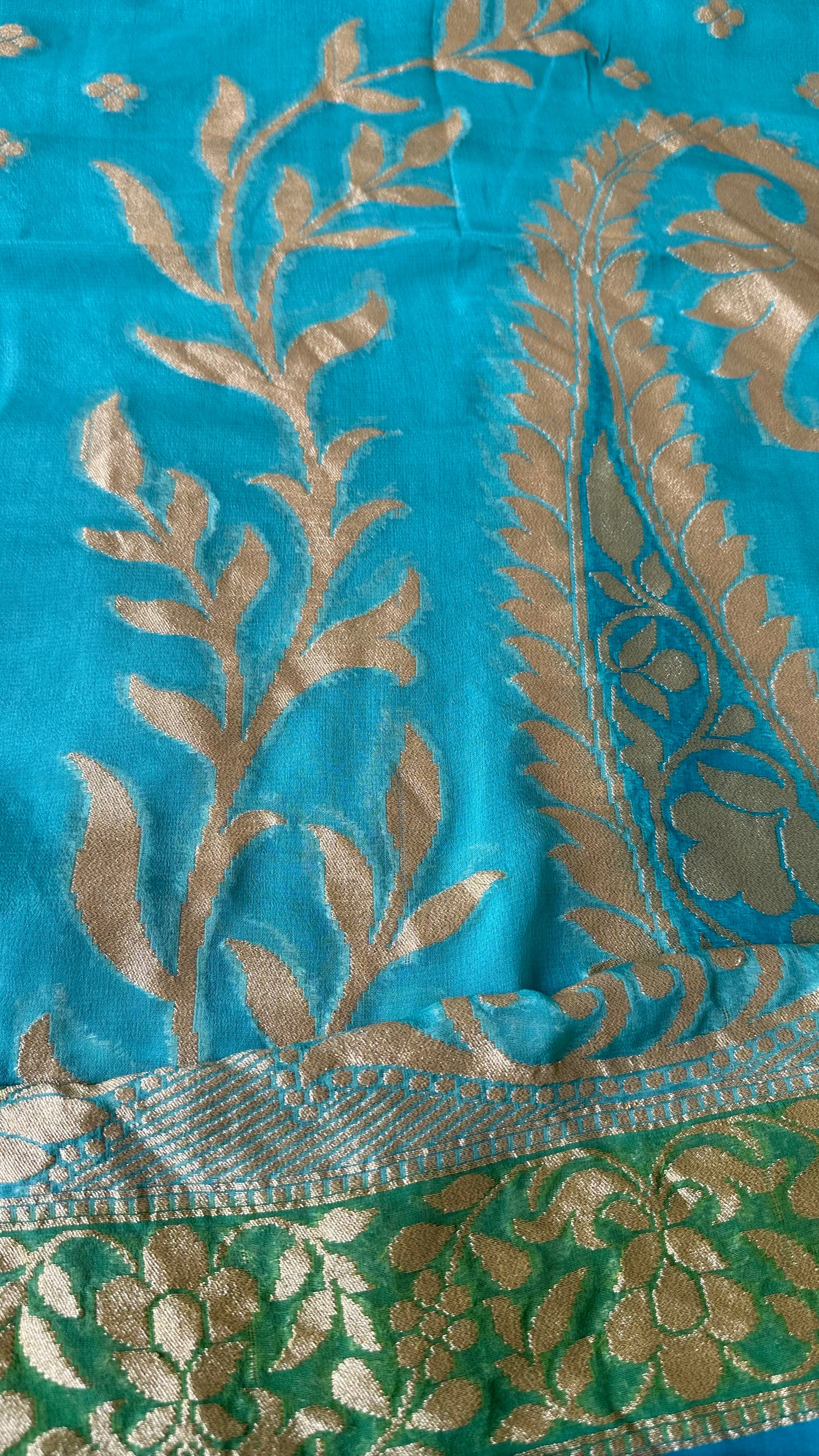 Turq handloom khaddi georgette dupatta