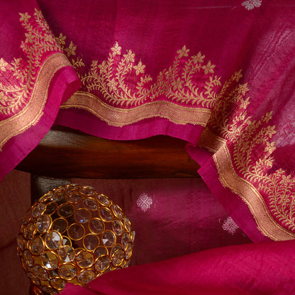 Pink shaded kora silk saree