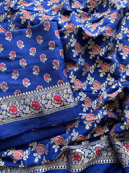 Blue moonga silk suit set