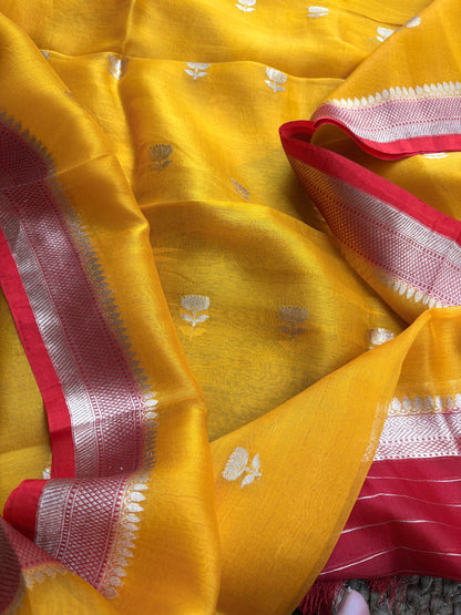 Yellow kora kadhwa suit set