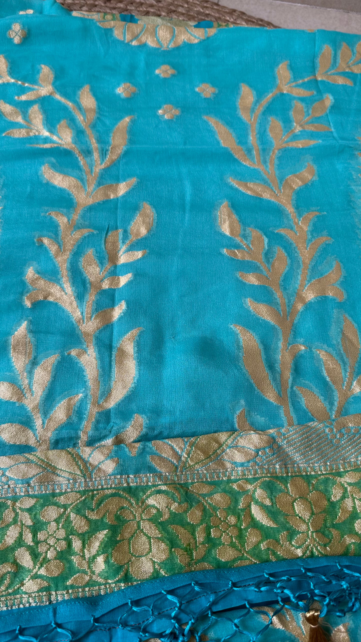 Turq handloom khaddi georgette dupatta