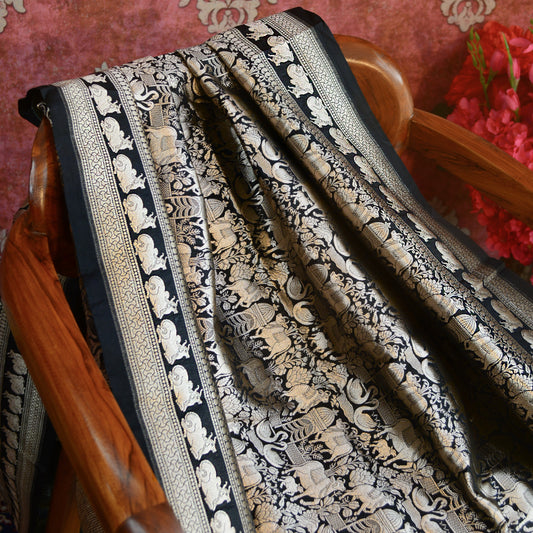 Black Banarasi Silk Dupatta