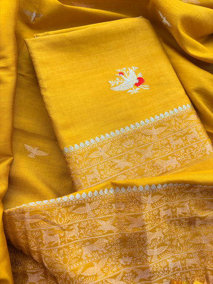 Yellow mango silk 3 piece suit set