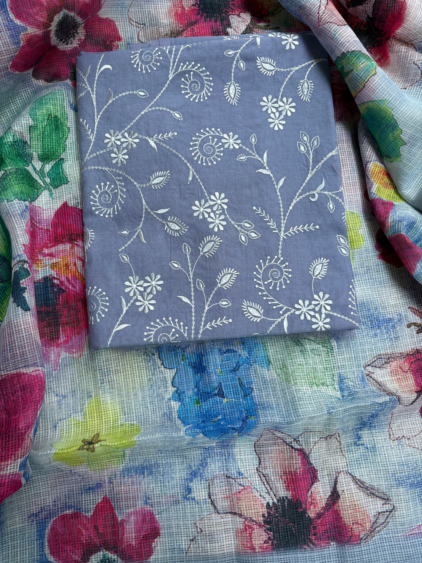 Blue cotton Kota doriya suit set