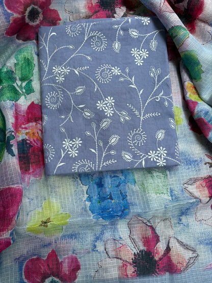 Blue cotton Kota doriya suit set