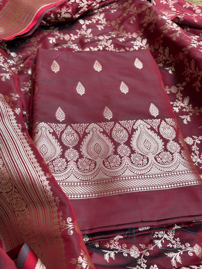 Maroon mashru silk suit set