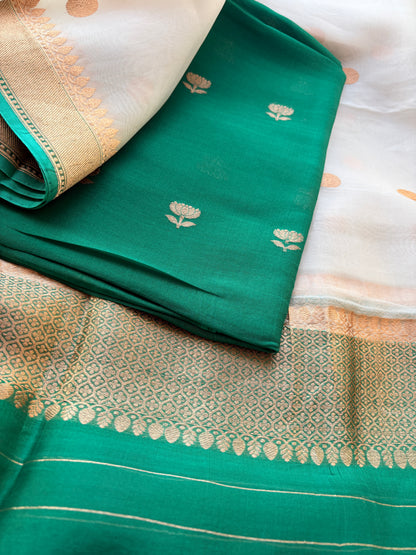 Green kora silk shaded dupatta  suit set