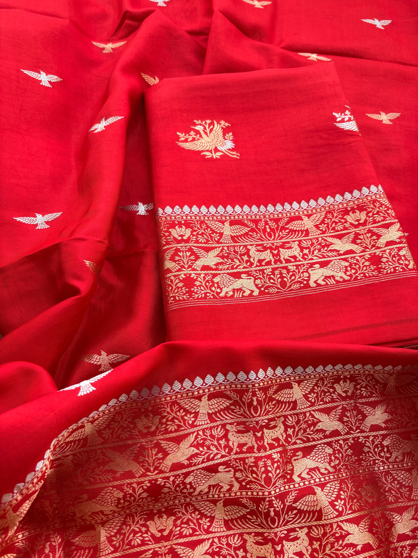 Red raw mango silk suit set