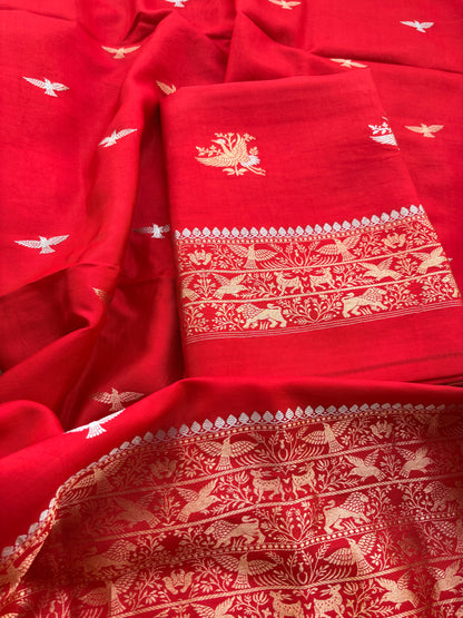 Red raw mango silk suit set