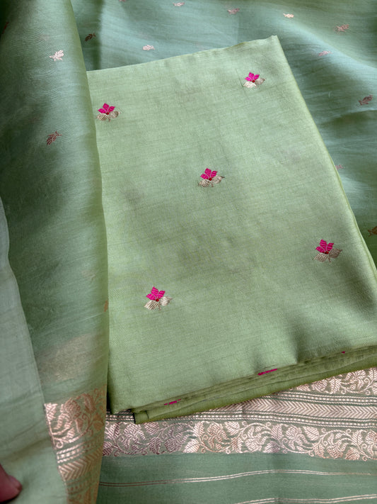 Green Chiniya kora suit set