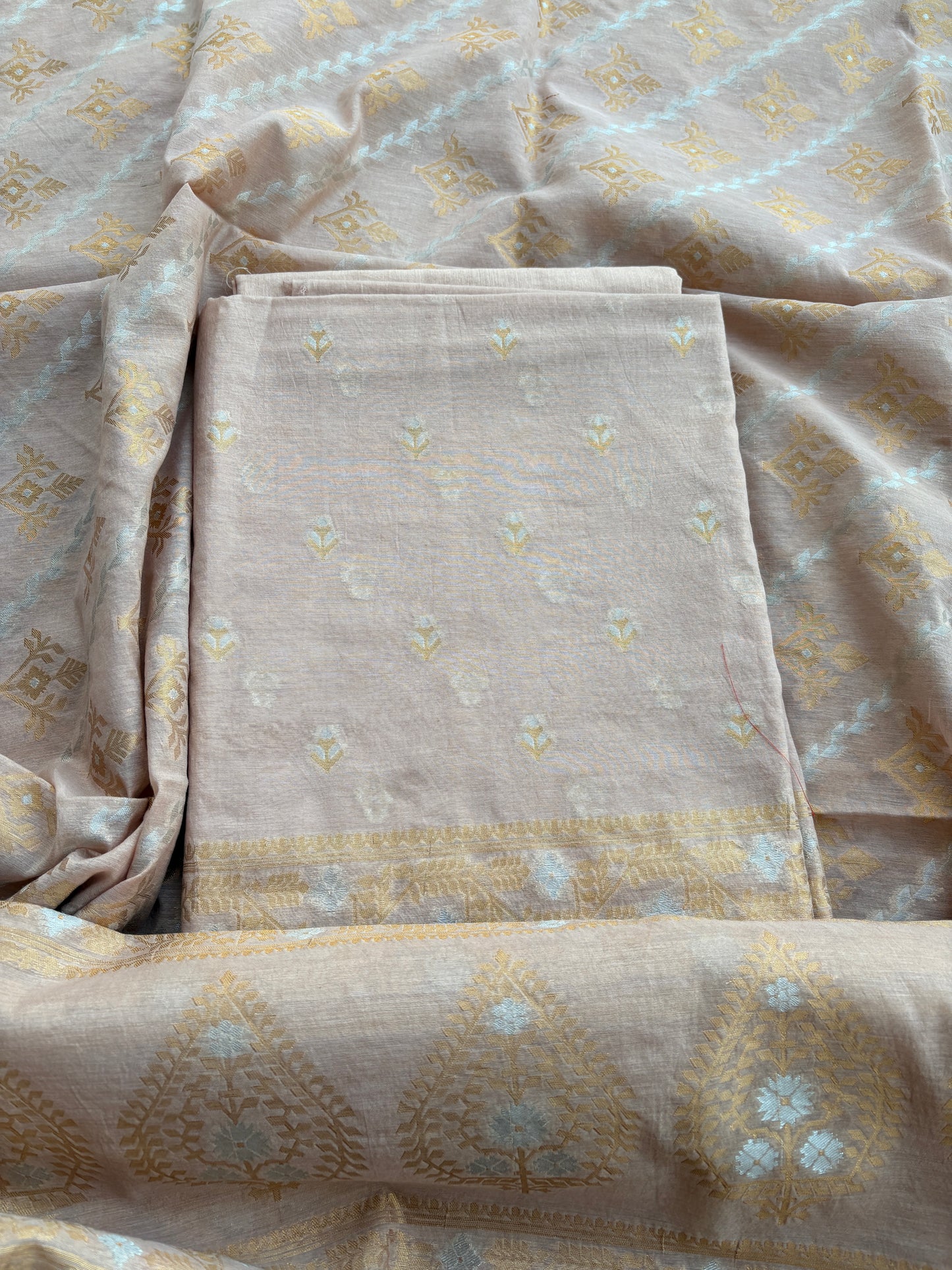 Peach Sona Rupa Chanderi suit set