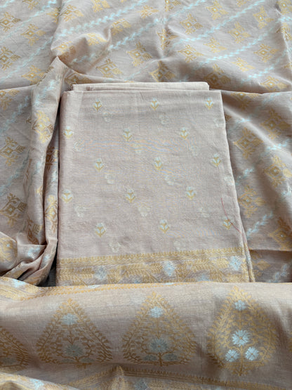 Peach Sona Rupa Chanderi suit set