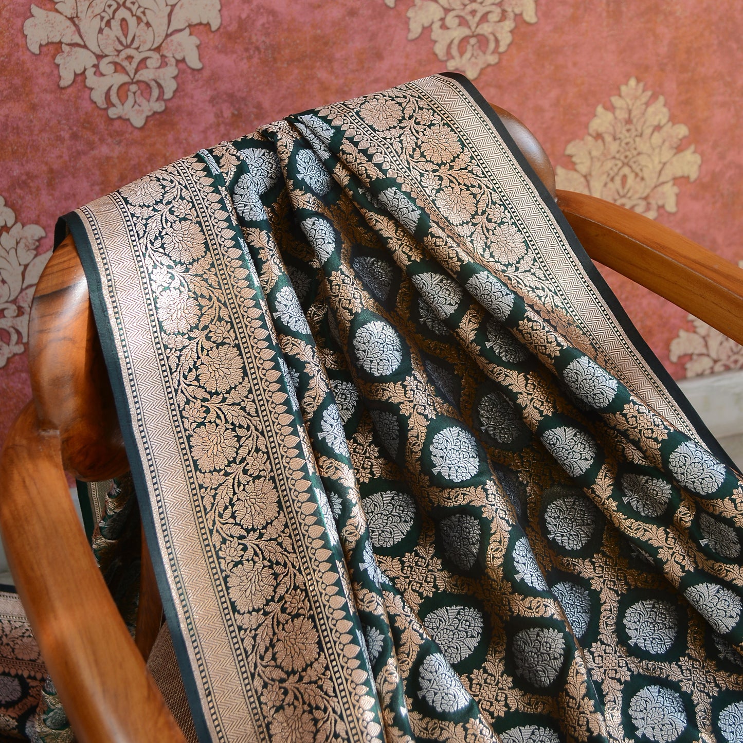 Green katan silk kadhwa dupatta