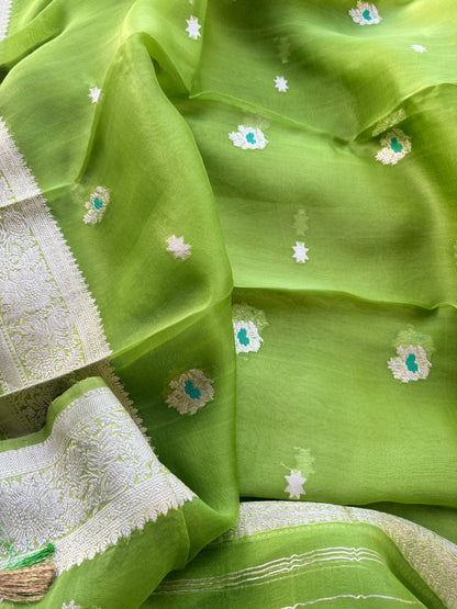 Green silver zari suit set