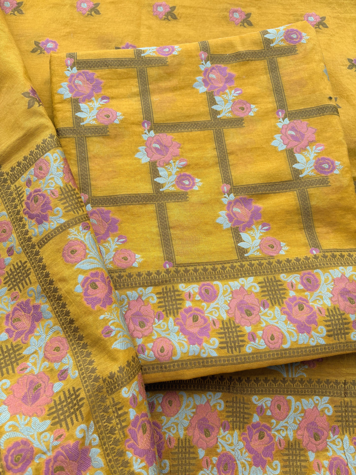 Mustard Resham weave meenadar mulchanderi suit set
