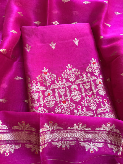 Pink raw mango silk kadhwa suit set