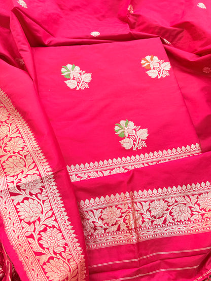 Red katan by katan silk meenadar suit set