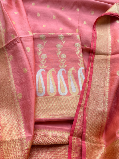 Pink Chiniya silk Sona rupa booti  suit set