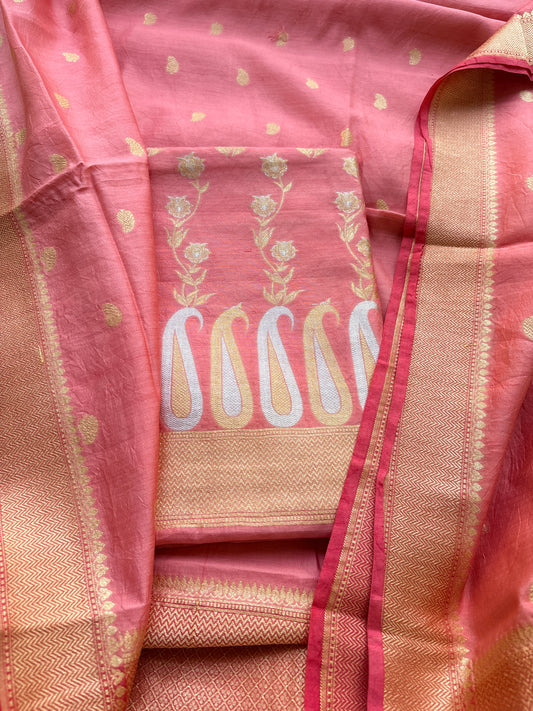 Pink Chiniya silk Sona rupa booti  suit set