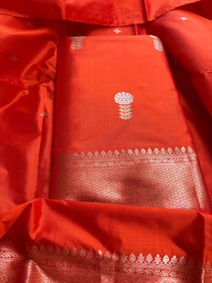 Orange katan by katan silk 3 piece suit set