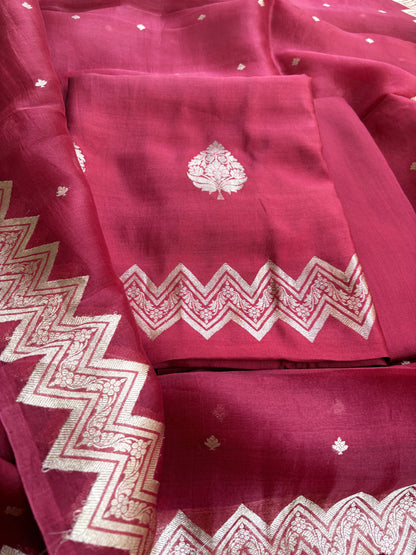 Red maroon Chiniya kora suit set