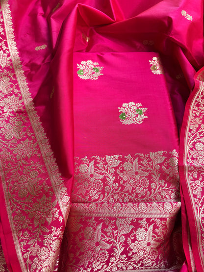 Pink katan by katan kadhwa silk suit set