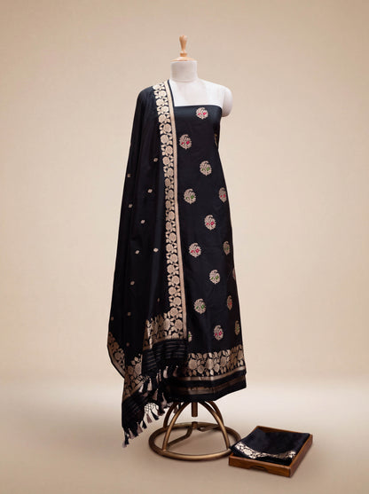 Black Katan by Katan silk kadhwa suit set