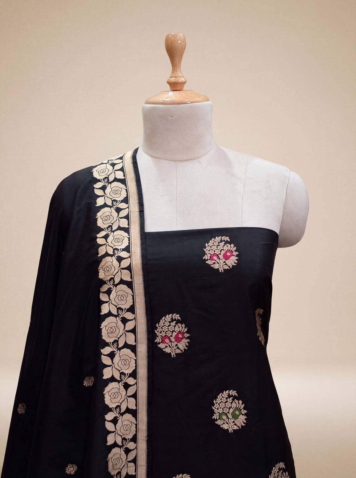 Black Katan by Katan silk kadhwa suit set