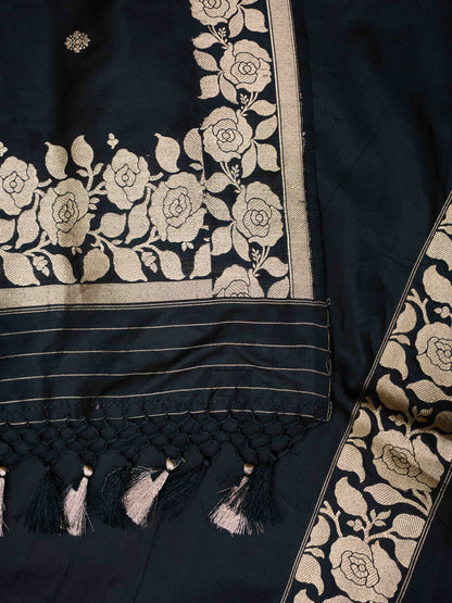 Black Katan by Katan silk kadhwa suit set