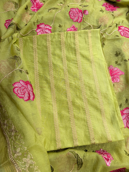 Green premium Banarasi suit set
