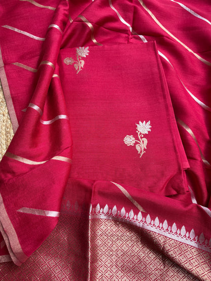 Red moonga silk suit set