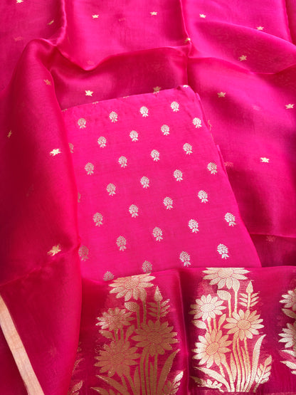 Pink Chiniya kora kadhwa suit set