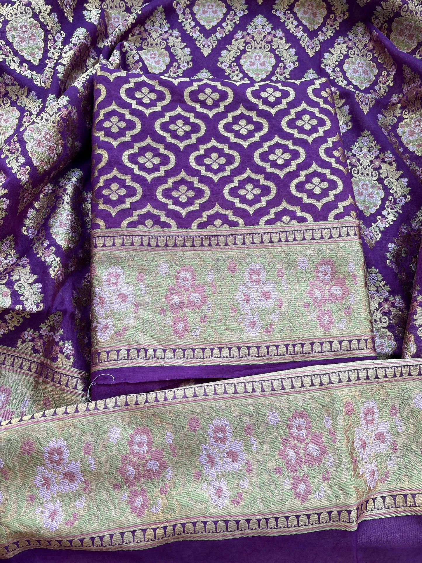 Purple Chanderi exclusive weaving suit set