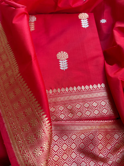 Red katan by katan kadhwa silk suit set
