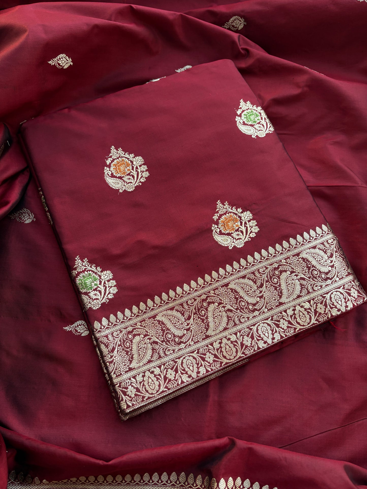 Maroon meenadar katan  kadhwa suit set