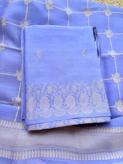 Lavender Chiniya silk kora silk suit set