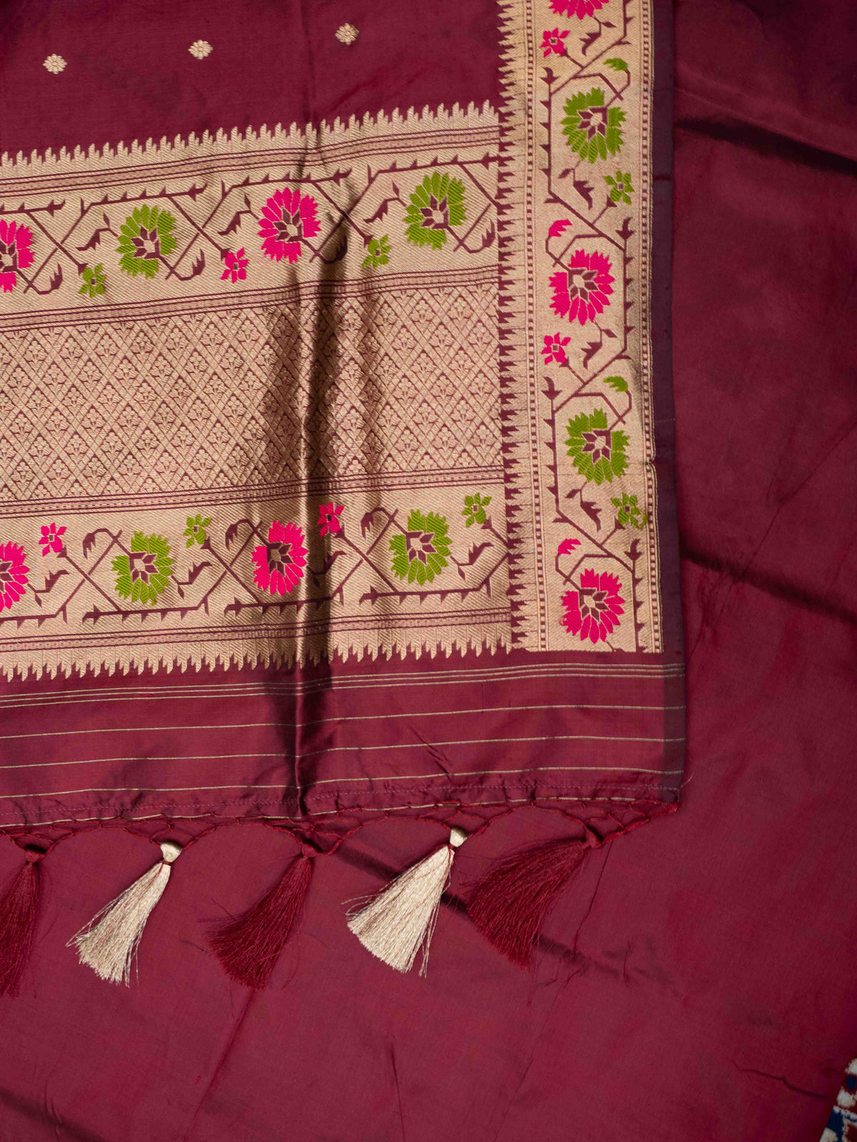 Wine Katan by Katan silk paithani suit set
