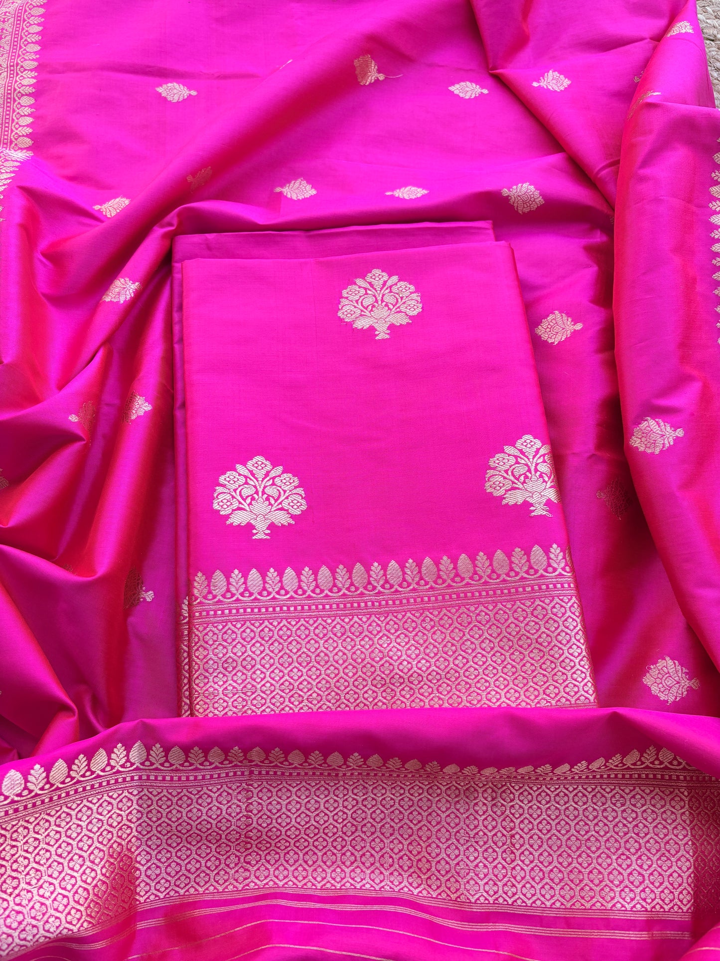 Pink katan by Katan silk kadhwa suit set