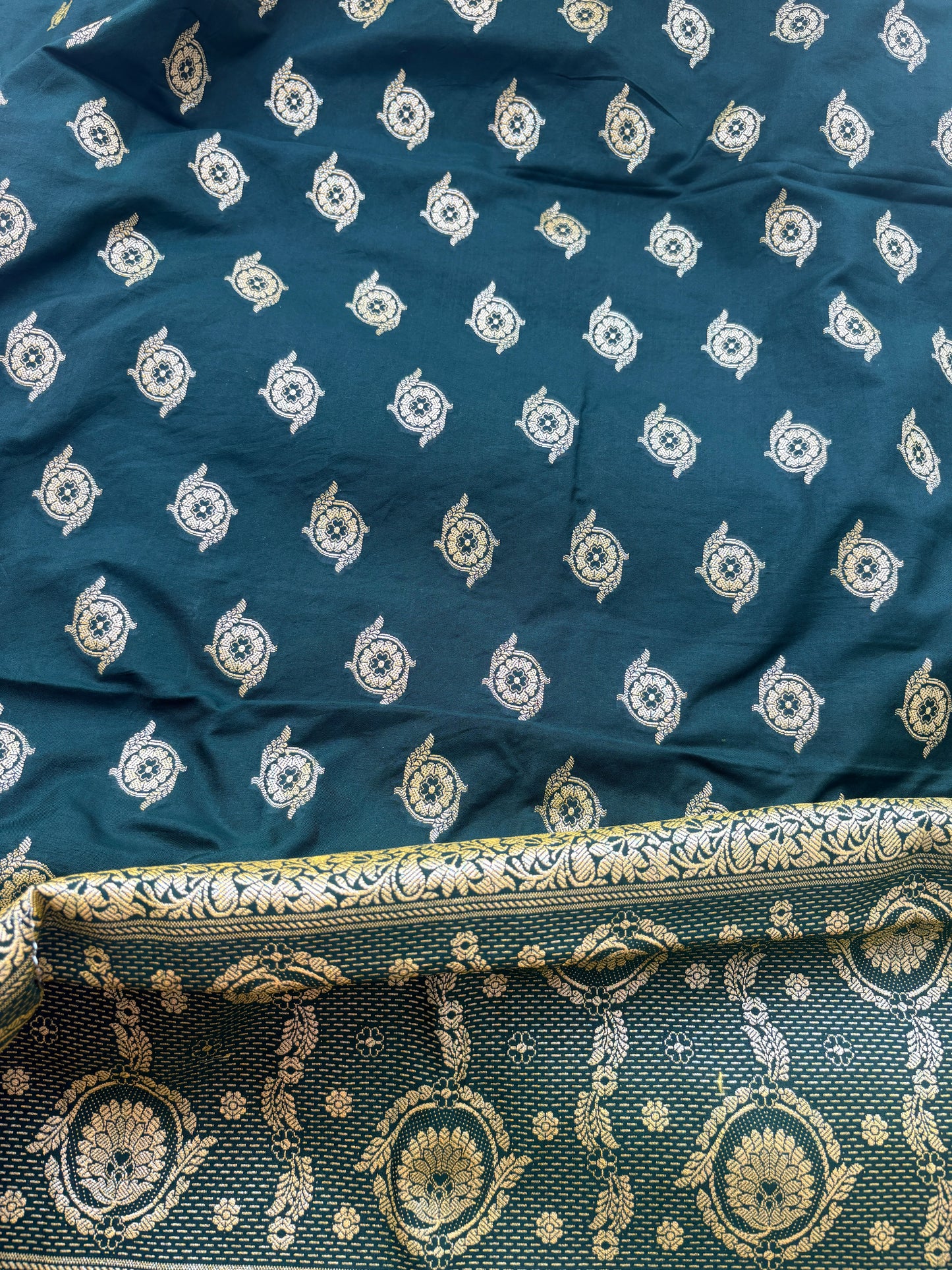 Green brocade premium silk suit