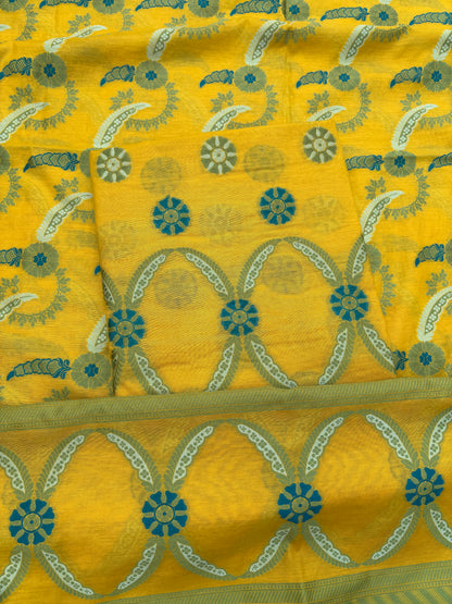 Mustard meenadar Chanderi 3 piece suit set