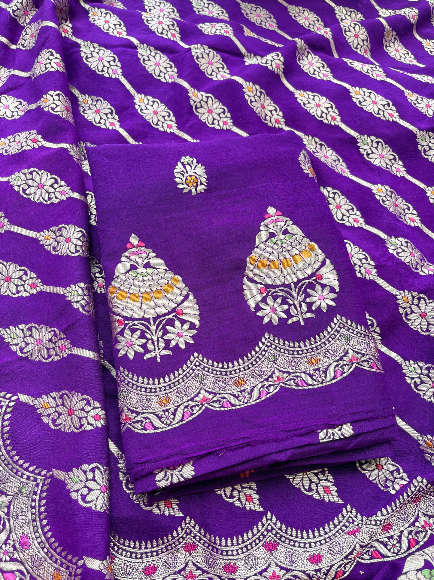 Purple moonga silk meenadar suit set