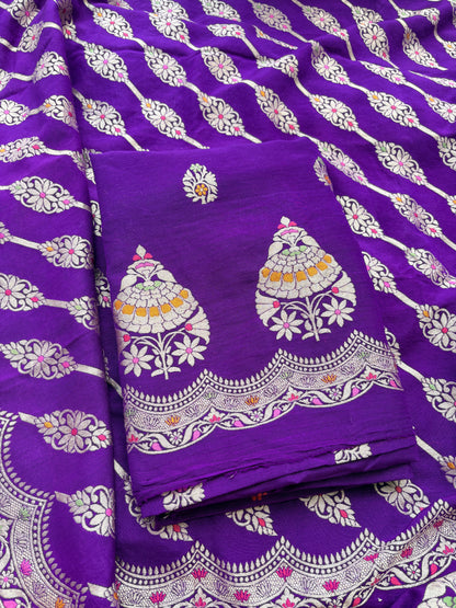Purple moonga silk meenadar suit set