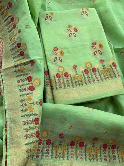 Green Chanderi meenadar suit set