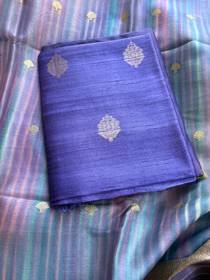 Lavender raw silk kurta, bottom and kora digital dupatta