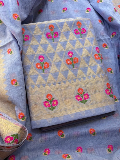 Grey Chanderi meenadar suit set