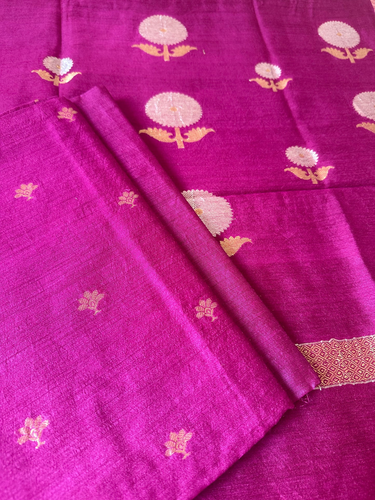 Magenta pure moonga silk suit set