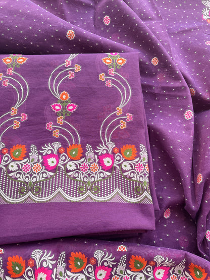 Purple Chanderi cotton tilfi weaving suit set