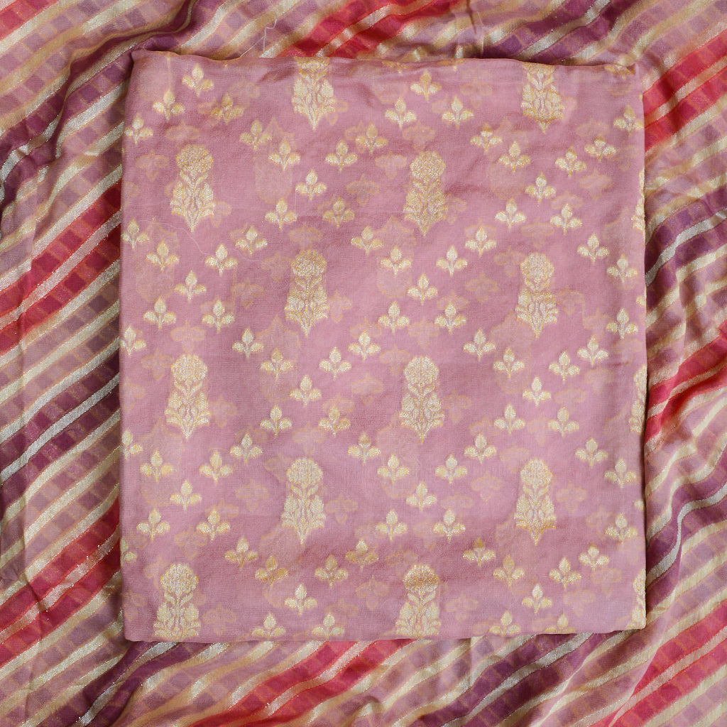 Pink Khaddi georgette suit with rangkat dupatta