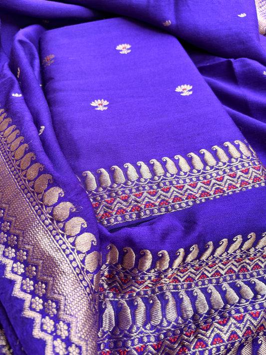 Purple moonga silk 3 piece suit set