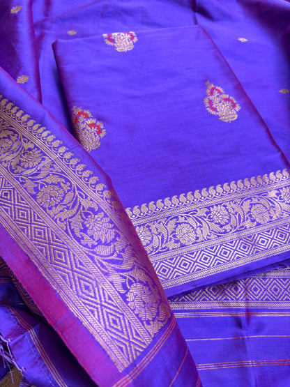 Purple dhoop chau katan silk suit set